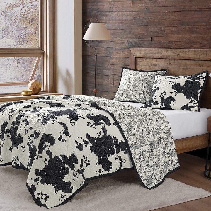 Clara Cowhide Twin Reversible Quilt Set