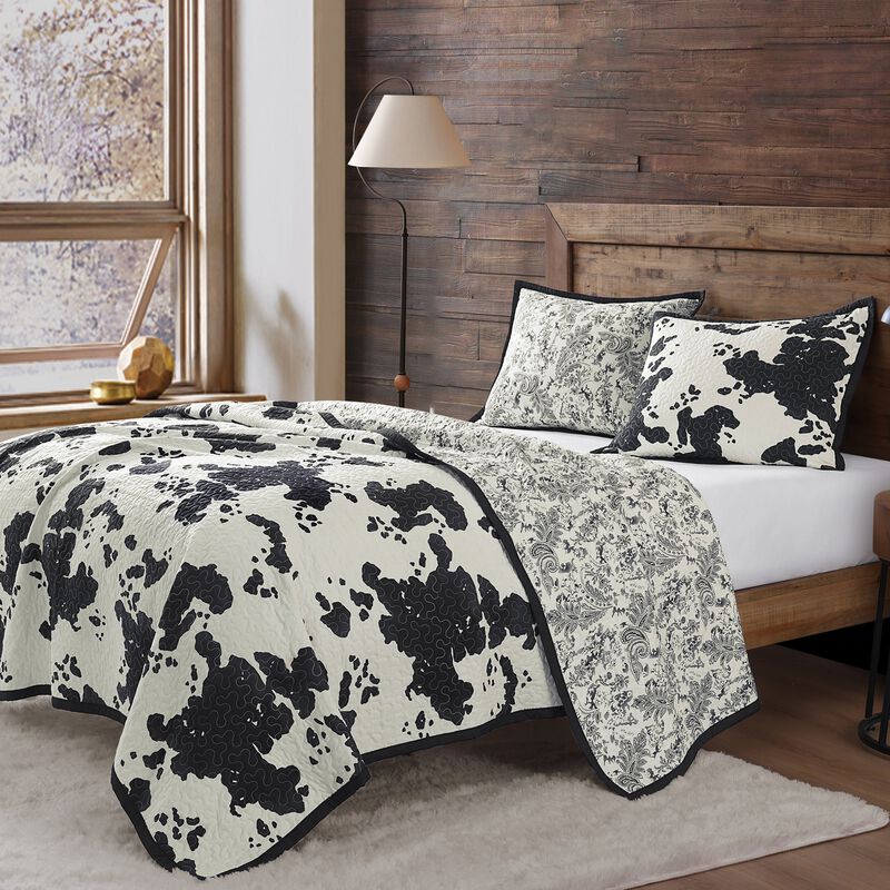 Clara Cowhide Twin Reversible Quilt Set image number 1