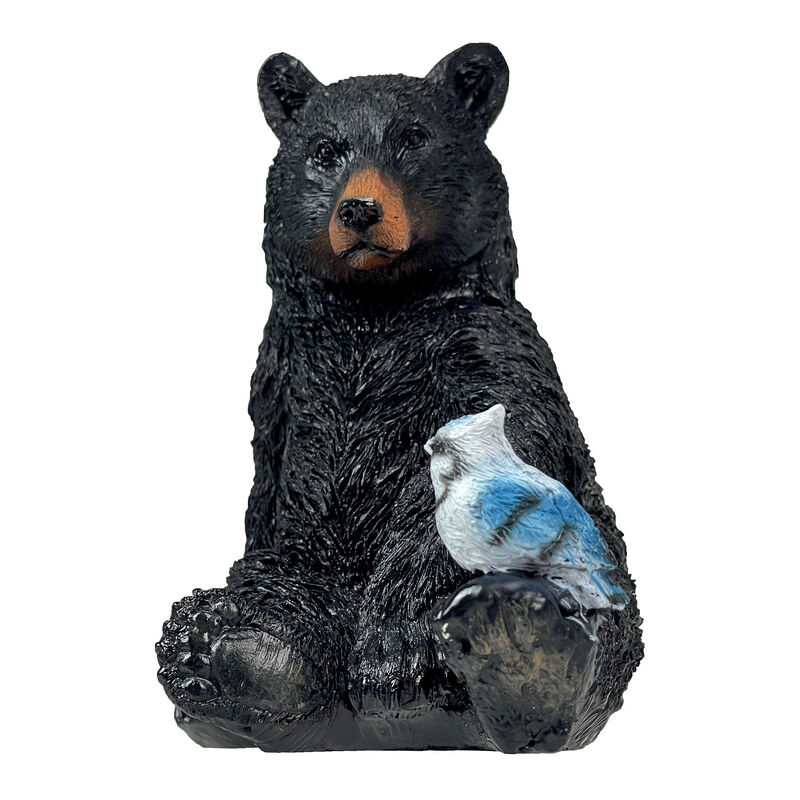 Set of 2 Black Bear Statues with Birds, 5&rdquo; Tall &ndash; Rustic Resin Animal Decor image number 4