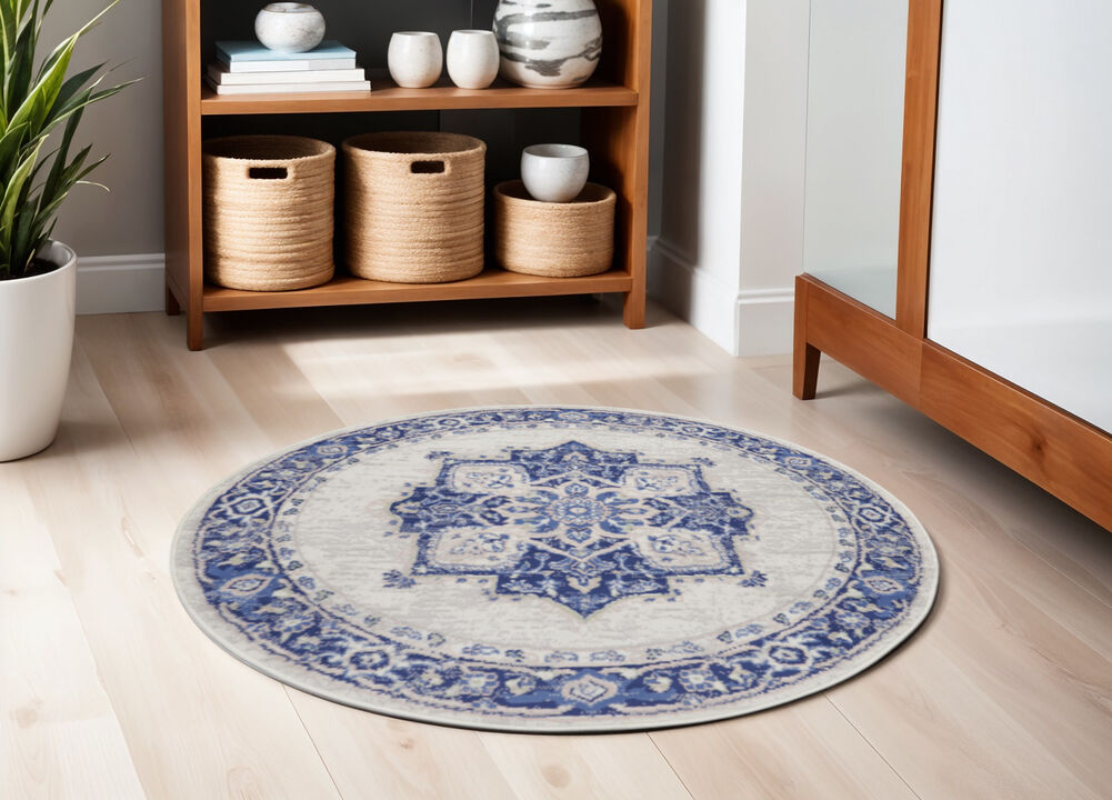 HomeRoots Floral Round Rug