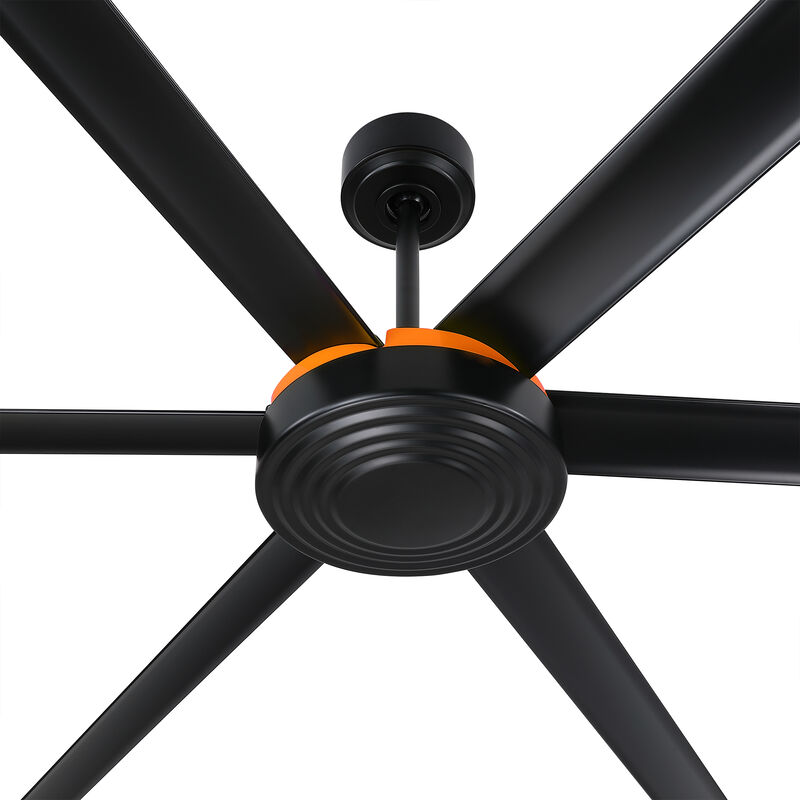 120" Modern Industrial Black Reversible DC Motor 6 Aluminum Blades Extra Large Ceiling Fan with Remote for Warehouse, garage, or Factory image number 9