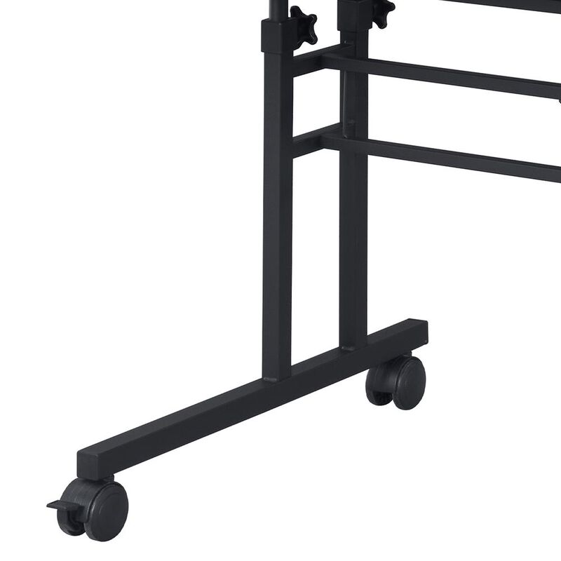 Rolling Writing Desk with Height Adjustable Desktop and Moveable Shelf, White