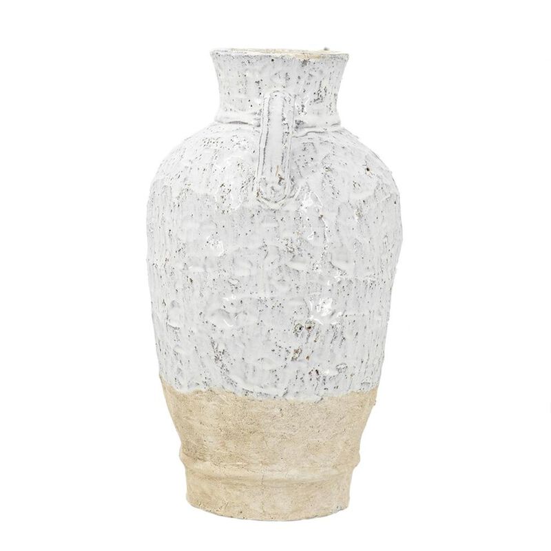 HomeRoots 16" Beige And Ivory Amphora Terracotta Urn image number 2