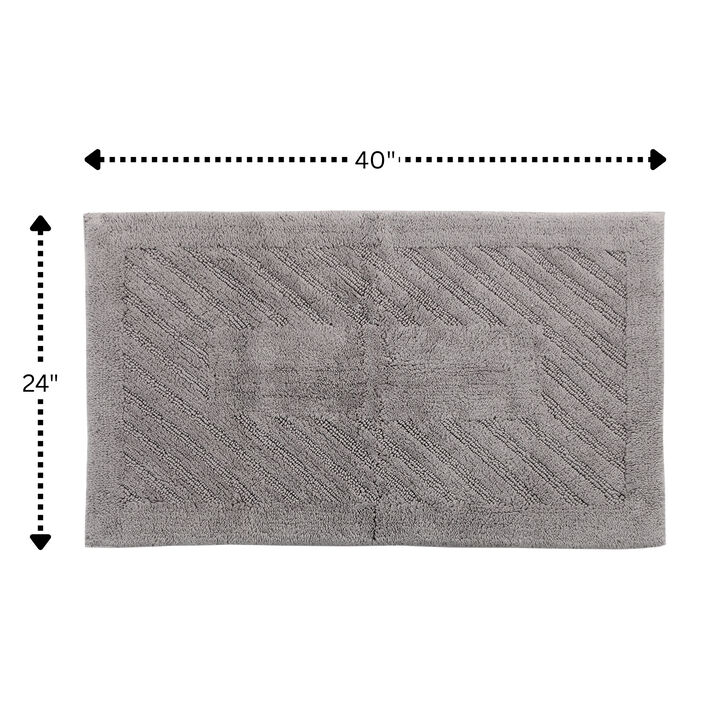Knightsbridge Diagonal Racetrack 100% Cotton Reversible Bath Rug 24 X 40 Silver