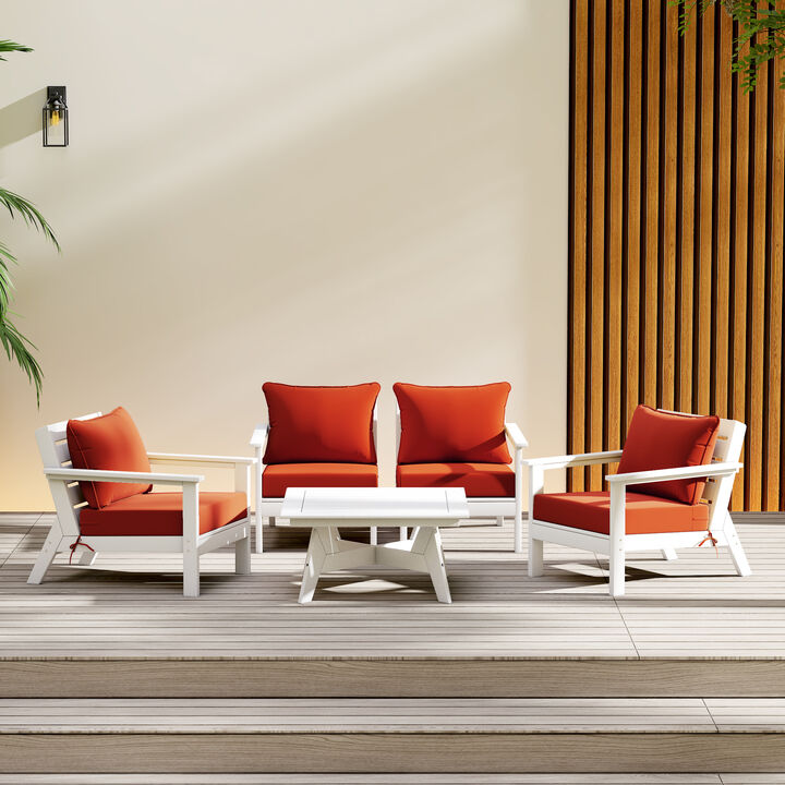 WestinTrends Outdoor 5-Piece Modular Sectional Patio Furniture Sofa Set