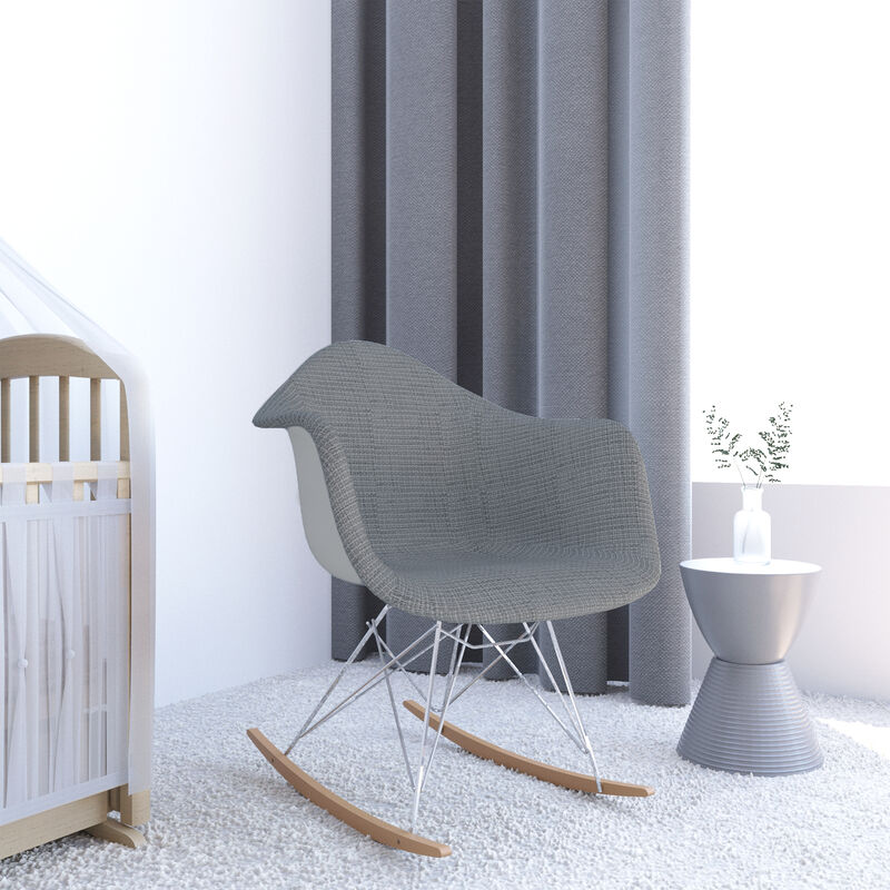 LeisureMod Wilson Twill Fabric Eiffel Rocking Chair