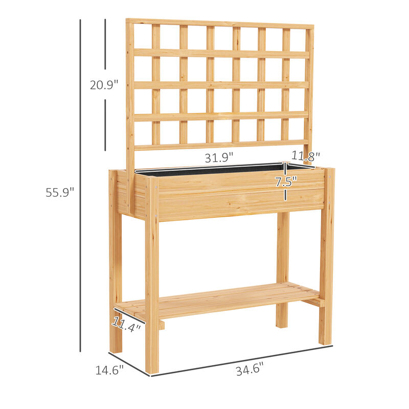 Hivvago Raised Wooden Planter for Outdoor Gardening image number 2