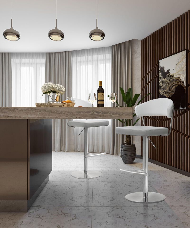 Cosmo Black Performance Vegan Leather and Stainless Steel Barstool image number 7