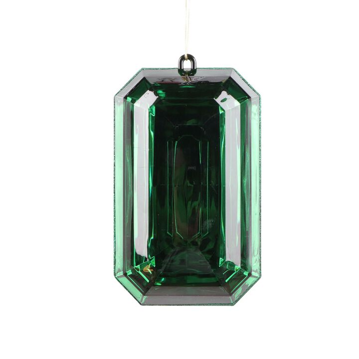 Vickerman 732045-8" Dark Green Rectangle Jewel Glitter Christmas Tree Ornament Assortment (2 Pack) (MT233074)