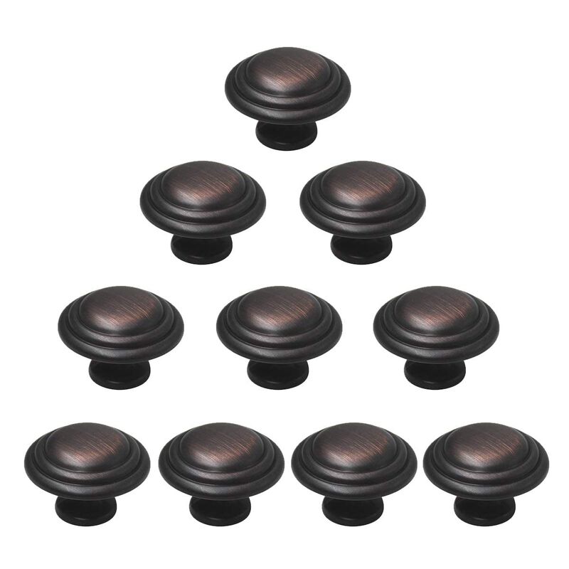 Gobrico 10 Pack 1-3/8"" Oil Rubbed Bronze Bifold Cabinet Knobs Straight Top Ring Kitchen Cupboard Pulls Zinc Alloy Handles