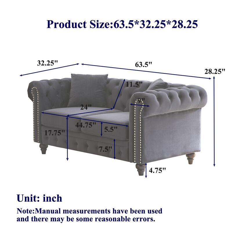 Fadhed Modern Chesterfield Loveseat image number 9