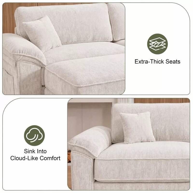 Vipbear 150 Inch Chenille Oversized Modular Sectional Sofa U Shaped Cloud Couch with Movable Ottoman image number 2