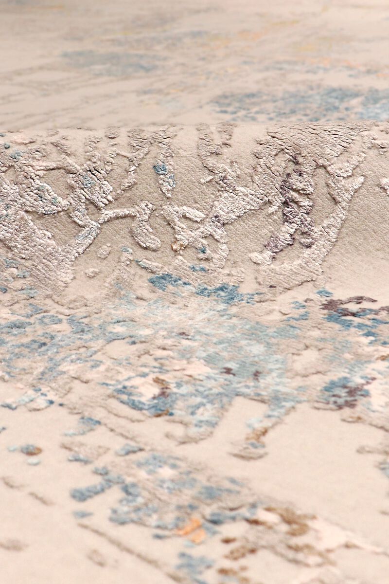 Pasargad Home Modern Hand-Knotted Beige Silk & Wool Area Rug