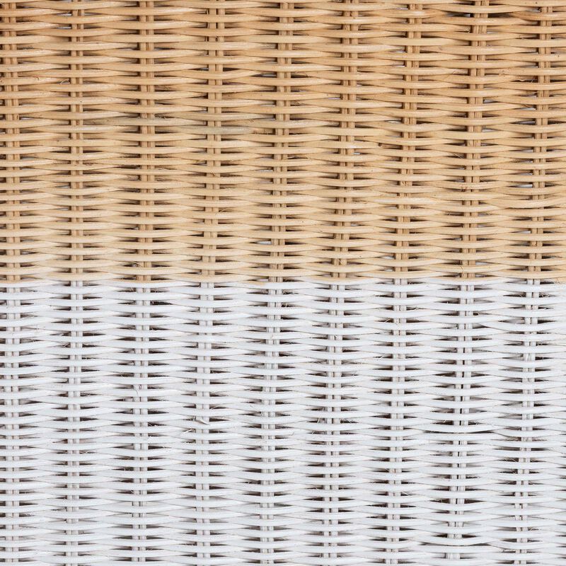 bali & pari Palm Scallop Natural Rattan Console Table - Handwoven Wicker Accent Table, Coastal & Boho Decor, Rectangle 36", Two-Tone White/Natural