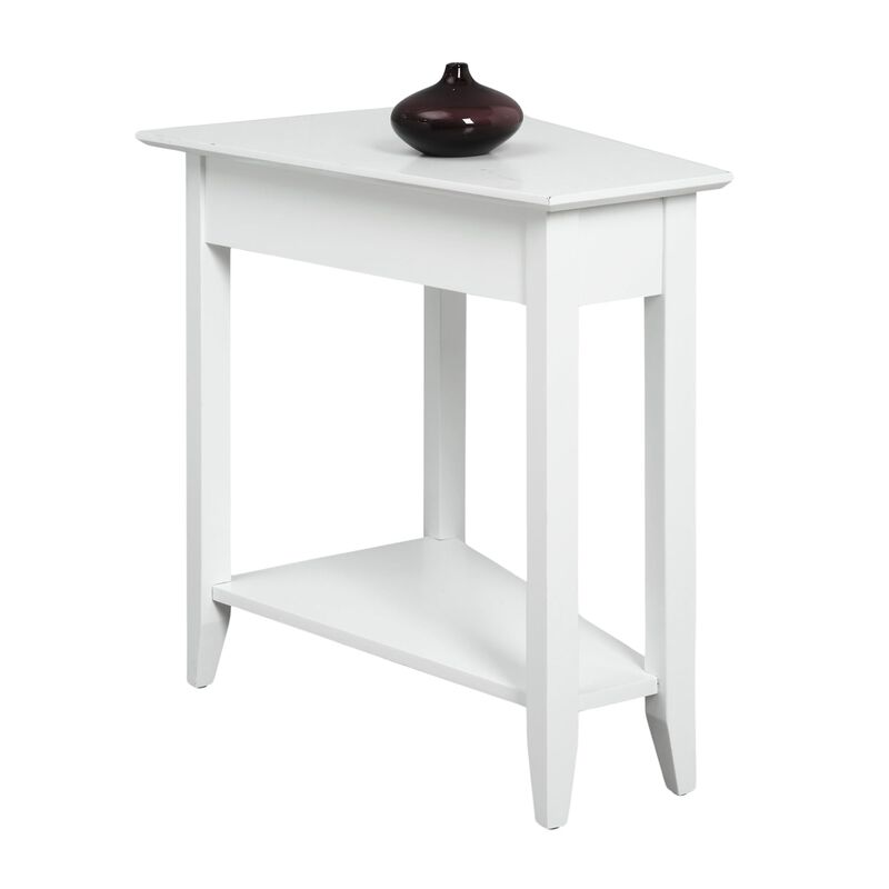 Convenience Concepts American Heritage Wedge End 24"" Classic Living Storage Shelf, Side Family Room, Bedside Table, White
