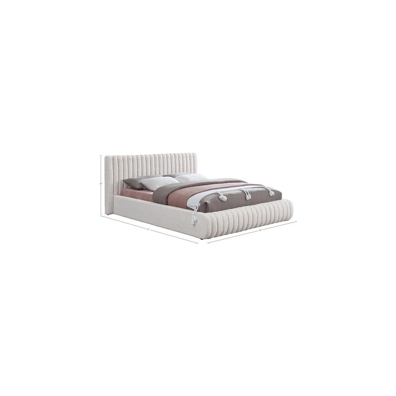 Meridian Furniture Nash Cream Boucle Fabric King Bed