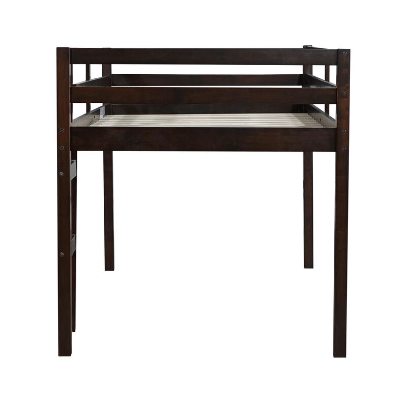 Whisen Twin Loft Bed with Ladder, Rubber Wood Space-Saving Design