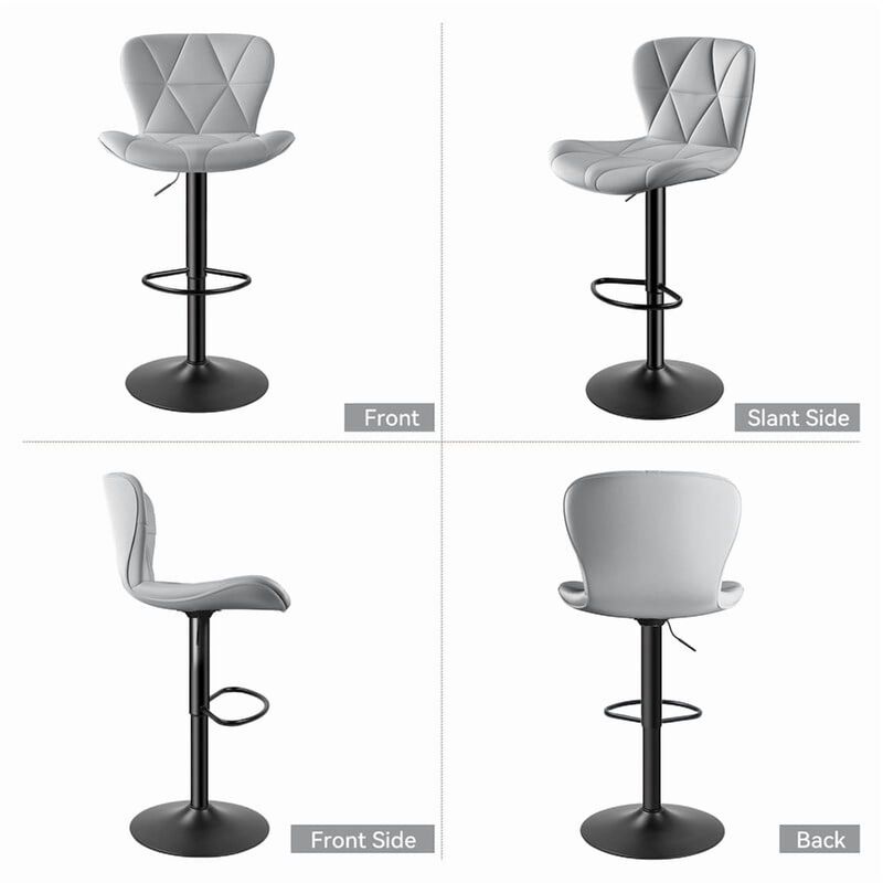 Faux Leather Swivel Bar Stools Set of 2, Adjustable Counter Height Kitchen Chairs, Iron Frame High Backrest 360&deg; Barstools for Kitchen Counter, Outdoor image number 1