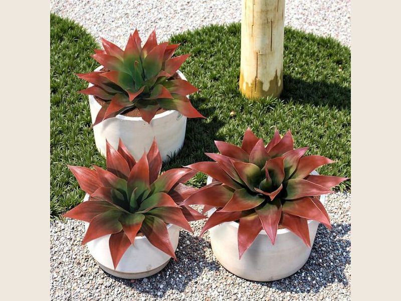 2 Piece Red Artificial Agave Plants UV Resistant Outdoor Garden Porch Decor image number 1