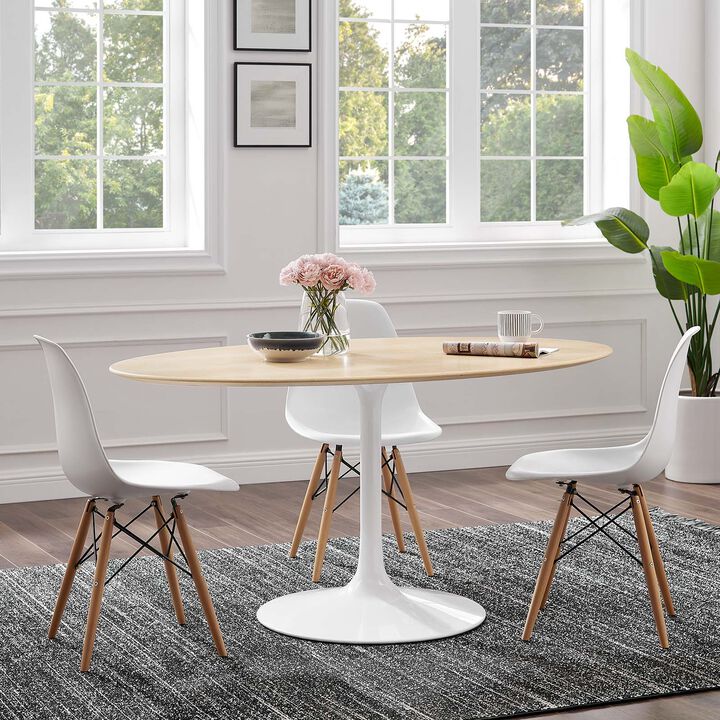 Modway - Lippa 60" Oval Natural Wood Grain Dining Table White Natural