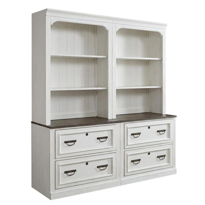 Liberty Furniture Lateral File Hutch W32" x D15" x H46" Cottage -  White w/ Charcoal Tops