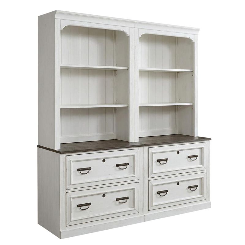 Liberty Furniture Lateral File Hutch W32" x D15" x H46" Cottage -  White w/ Charcoal Tops image number 0