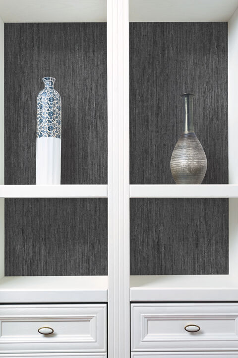 Seagrass Black & Silver Wallpaper (Set of 2)