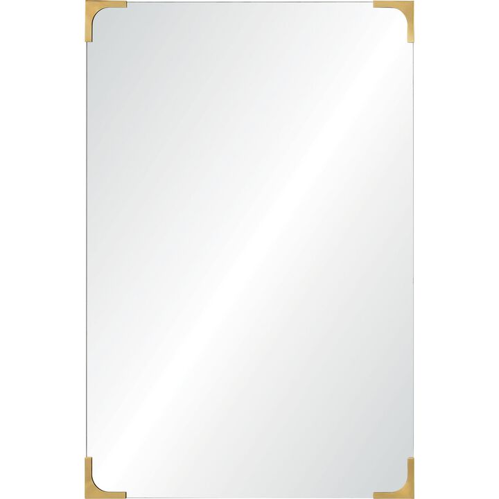 36" Gold and Clear Rectangular Beveled Wall Mirror