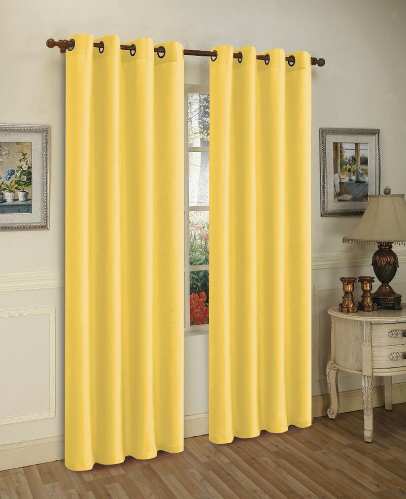 J&V TEXTILES Solid Grommet Faux Silk Window Curtain Drapes Treatment in 84" Length- Set of 2 image number 0
