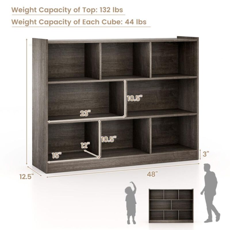 Hivvago 3-Tier Open Bookcase 8-Cube Floor Standing Storage Shelves