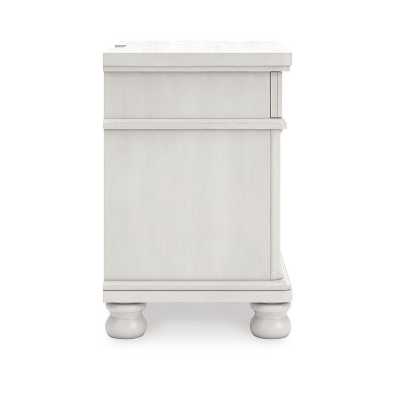 Rowy Bedside Nightstand, 3 Drawers with Pewter Knobs, Antique White image number 4