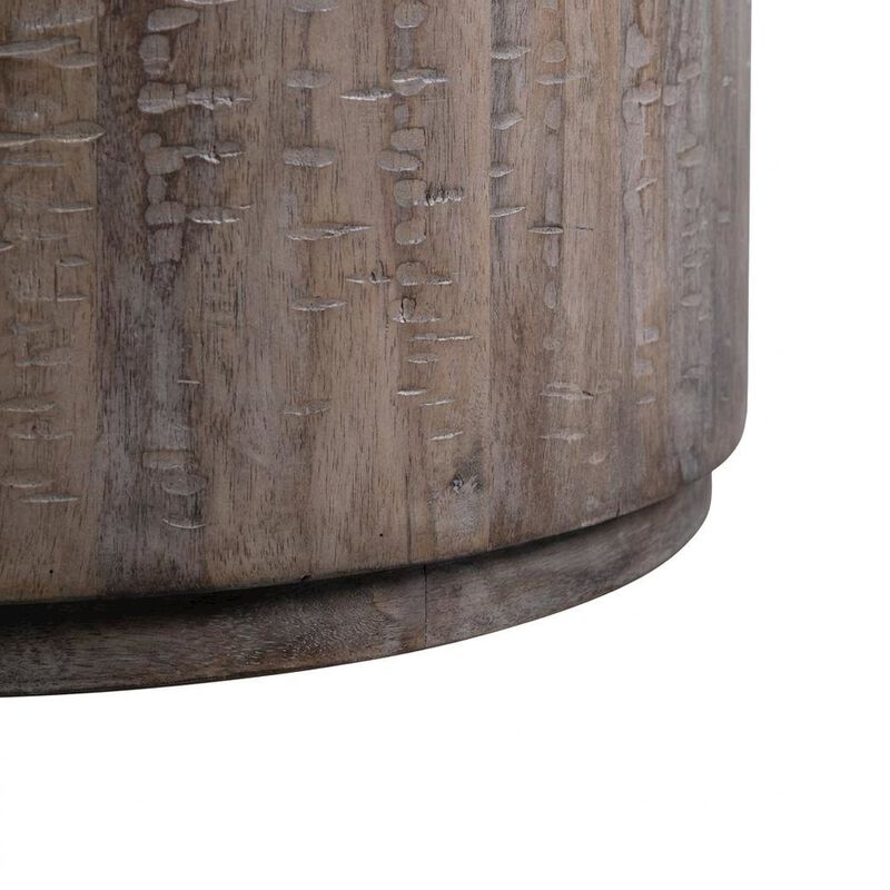 Starlight Canyon Home Mango Wood Round Coffee Table with Drum Base for Living Room image number 6