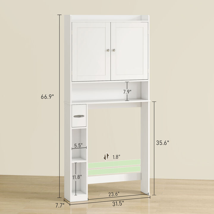 Wall-Mounted Bathroom Cabinet with Mirror and Storage Shelves
