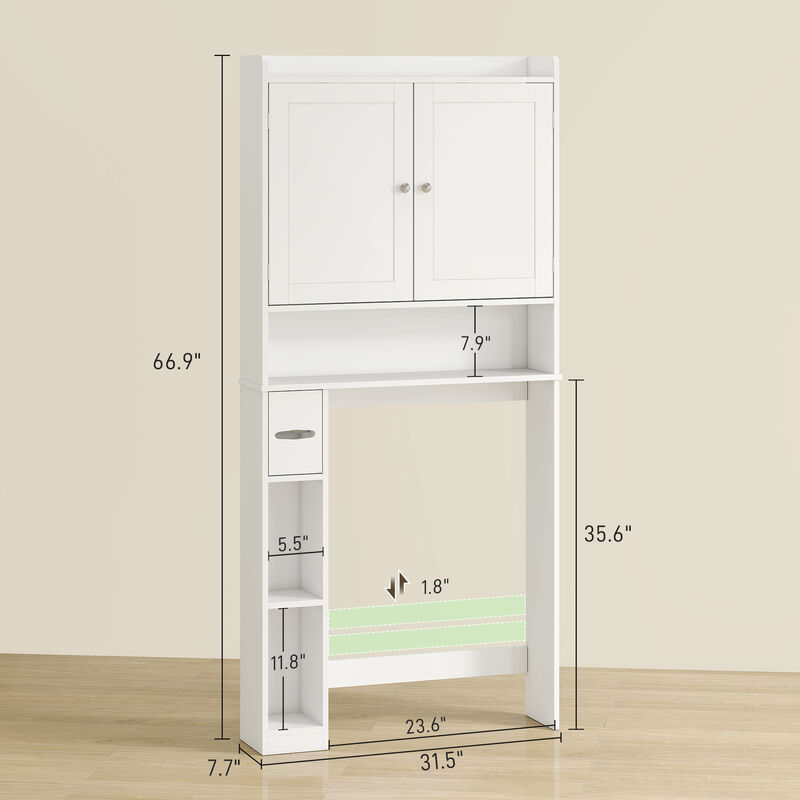 Wall-Mounted Bathroom Cabinet with Mirror and Storage Shelves