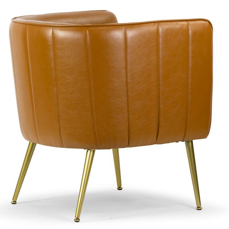 Glamour Home Avian Cappuccino Faux Leather Accent Chair with Decorative Stitching