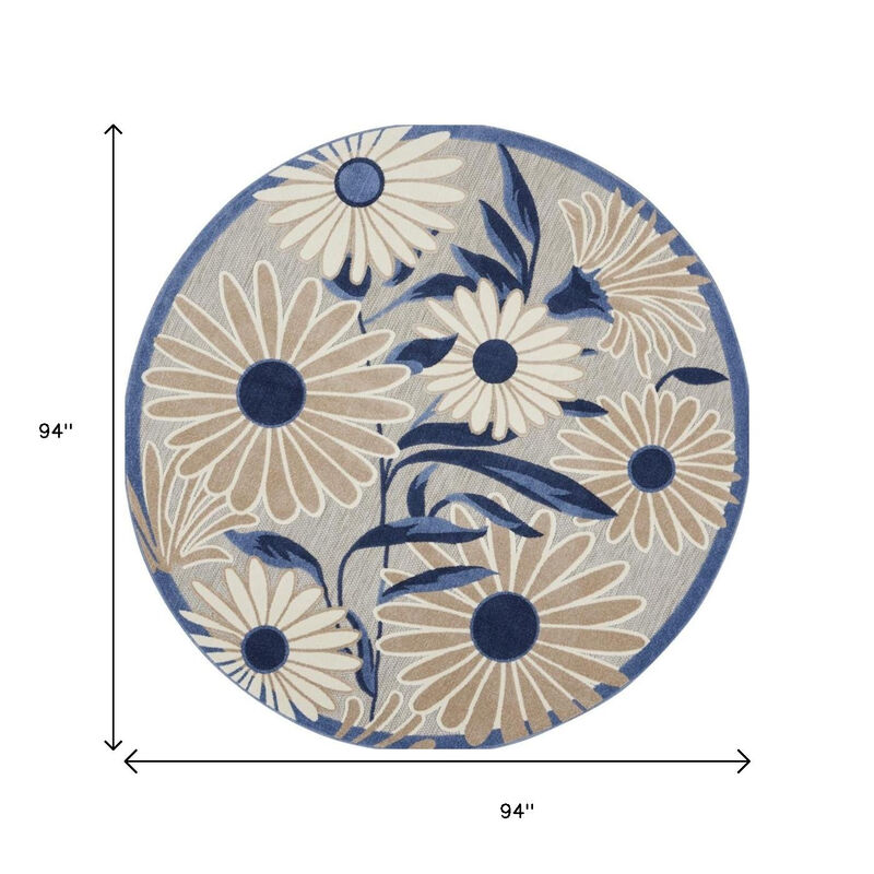 HomeRoots Round Floral Indoor Outdoor Area Rug image number 6