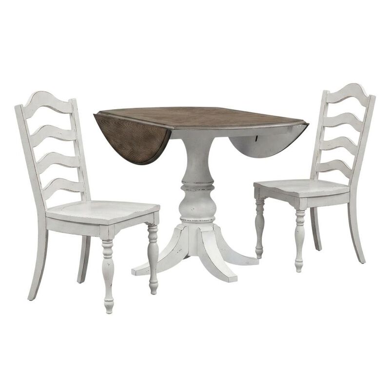 Liberty Furniture 3-Piece Drop Leaf Dining Set with 2 Ladder Back Chairs - Antique White image number 0