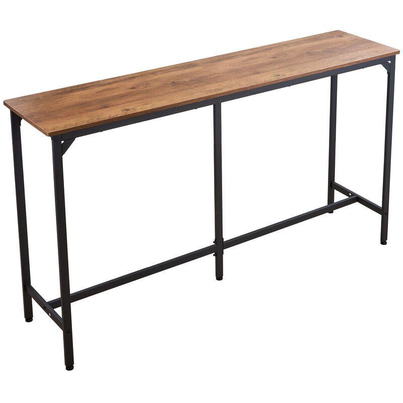 Rectangular 63 Inch Bar Table, Tall Kitchen Dining Table with Rounded Edges, Light Brown Black Finish image number 0
