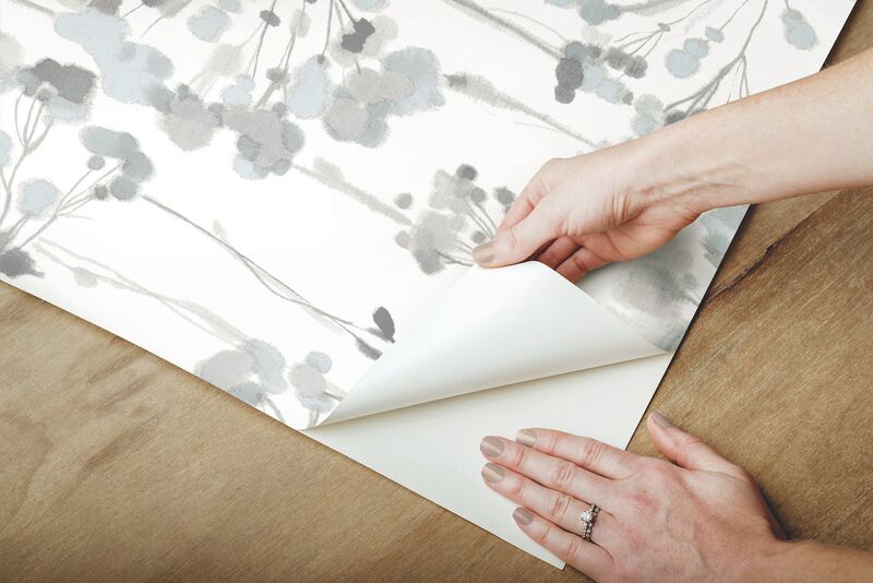 Flourish Sheer Blue & Grey Peel & Stick Wallpaper (Double Roll) image number 6