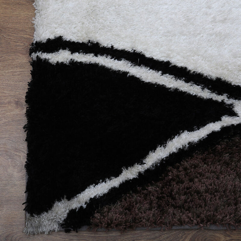 RUGSOTIC CARPETS HAND TUFTED SHAG POLYESTER ECO-FRIENDLY AREA RUGS  - 4'x6', Rectangle, White Gray, Contemporary Modern Design, High Pile Thick Handmade Anti Skid Rugs for Living Room K00062