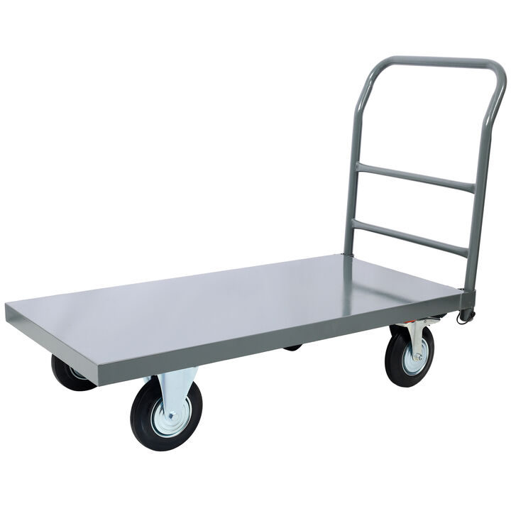 ELEMENT ACE Heavy Duty Industrial Platform Truck Flat Dolly Cart with Wheels, 2000lb Capacity Flatbed Hand Truck for Residential Commercial Use