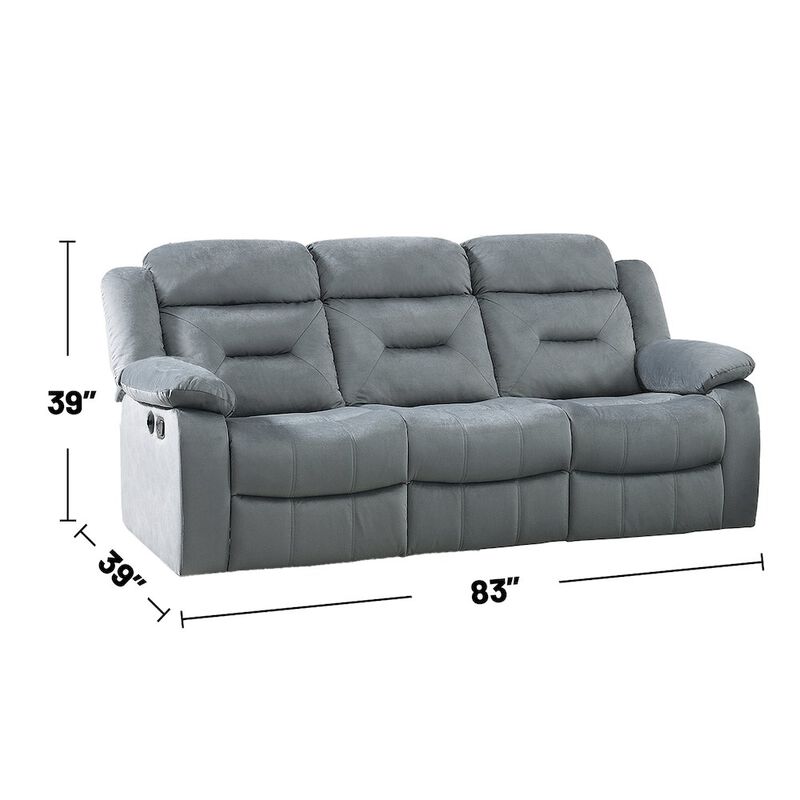 Simple Relax Velvet Upholstered Manual Motion Recliner Sofa with USB Port in Dark Gray image number 3