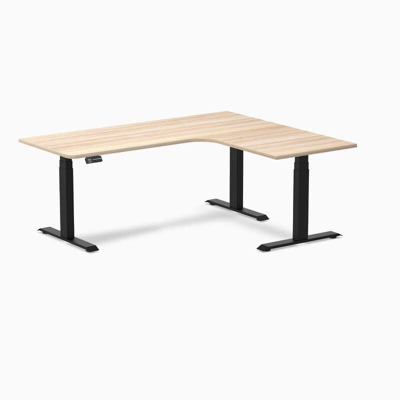Desky L-Shape Curved Laminate Sit Stand Desk image number 0