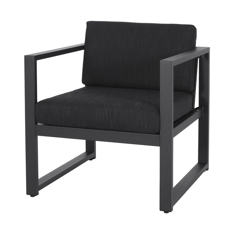 Novi 3pc Outdoor Set, 1 Loveseat, 2 Accent Chairs, Dark Gray Fabric, Metal
