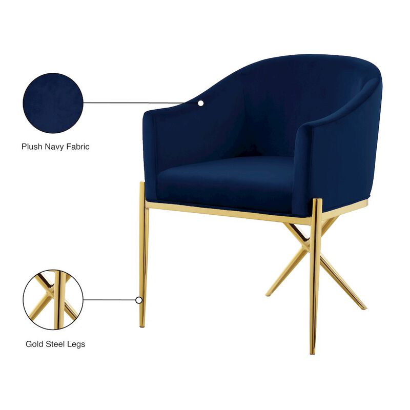 Meridian Furniture Xavier Navy Velvet Dining Chair