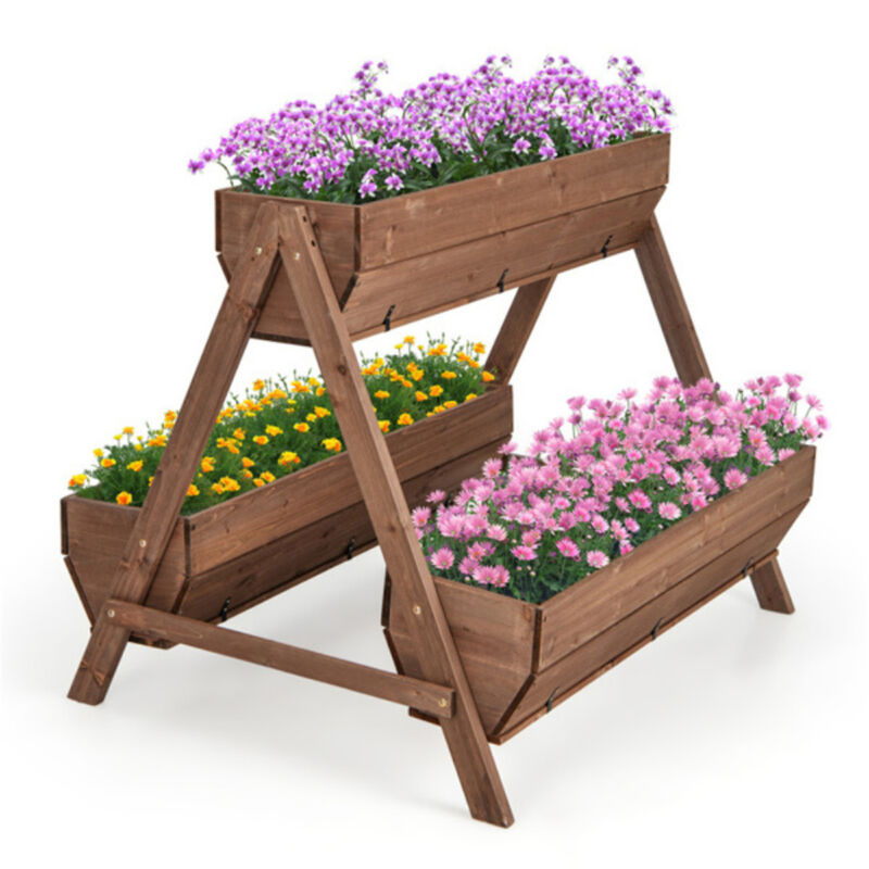 Wooden Elevated Planter Box, Raised Garden Bed for Backyard, Patio, and Balcony