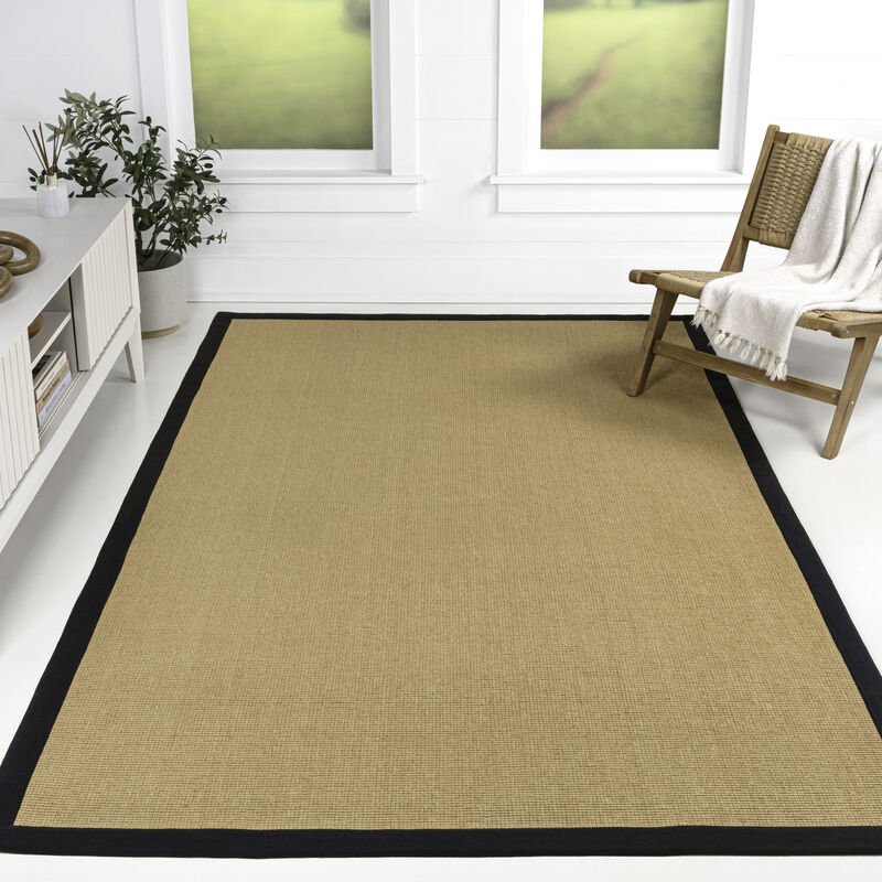 Camden Farmhouse Cottage Border Jute Area Rug