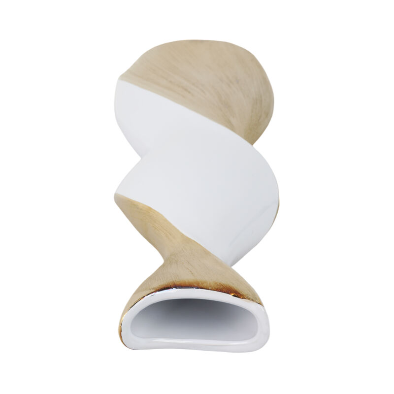 24" Twisted Vase, White/Gold image number 4