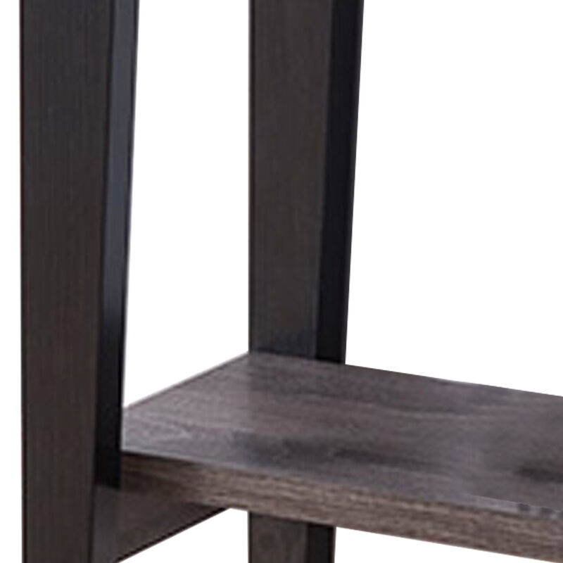 Wooden Console Table With Bottom Shelf, Black And Gray