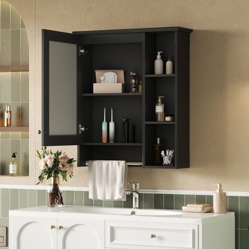 ELEMENT ACE Wall Mounted Medicine Cabinet with Adjustable Shelf and Integrated Towel Bar Organization Solution image number 3
